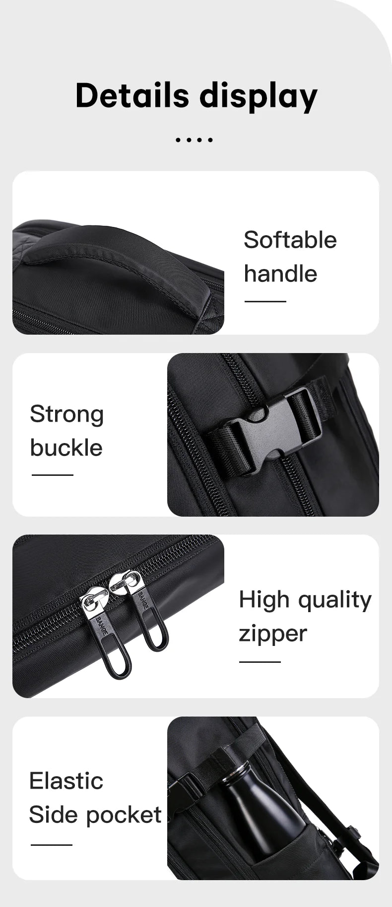 0018 BANGE Laptop Backpack – Waterproof 15.6 Inch Bag with USB Charging, Business & Travel