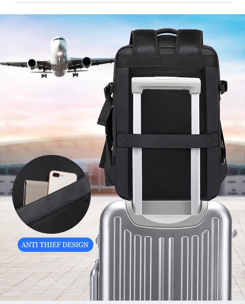 0015 BANGE Expandable Backpack – Waterproof 17 Inch Laptop Bag for Men, Travel & Work