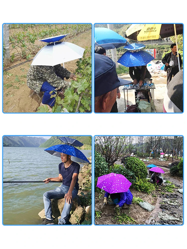 0143 Hands‑Free Umbrella Hat – Wearable Rain & Sun Protection for Outdoor Activities