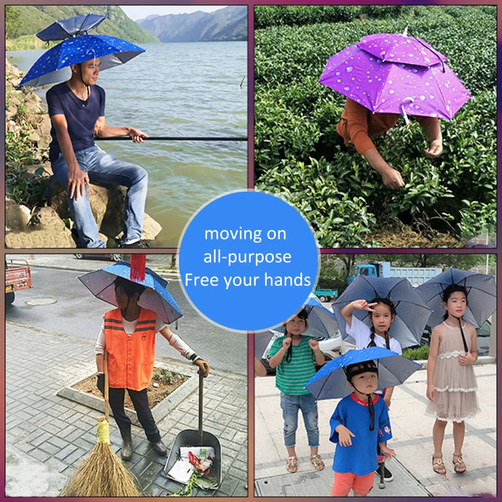 0143 Hands‑Free Umbrella Hat – Wearable Rain & Sun Protection for Outdoor Activities