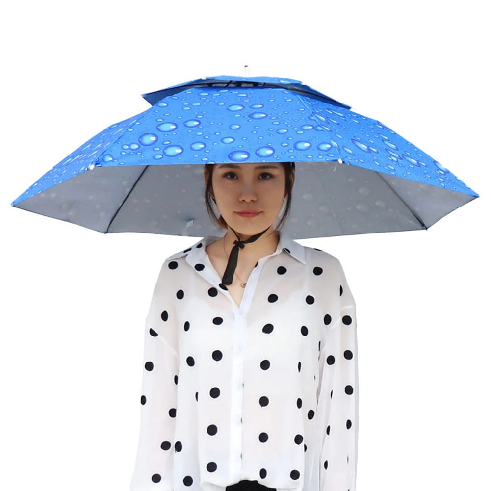 0143 Hands‑Free Umbrella Hat – Wearable Rain & Sun Protection for Outdoor Activities