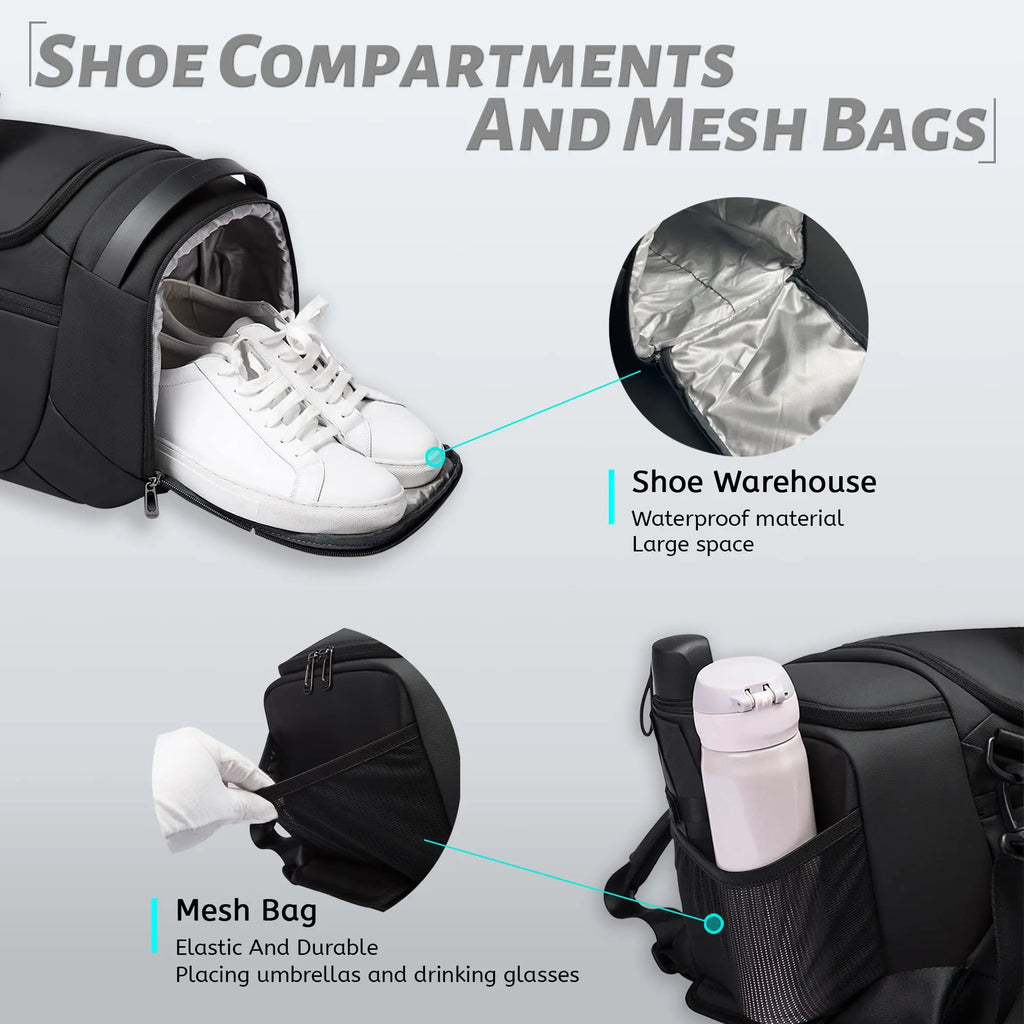 0027 BANGE Sports Duffel Bag – Waterproof 21‑Inch Gym Bag with Shoe & Wet/Dry Compartments