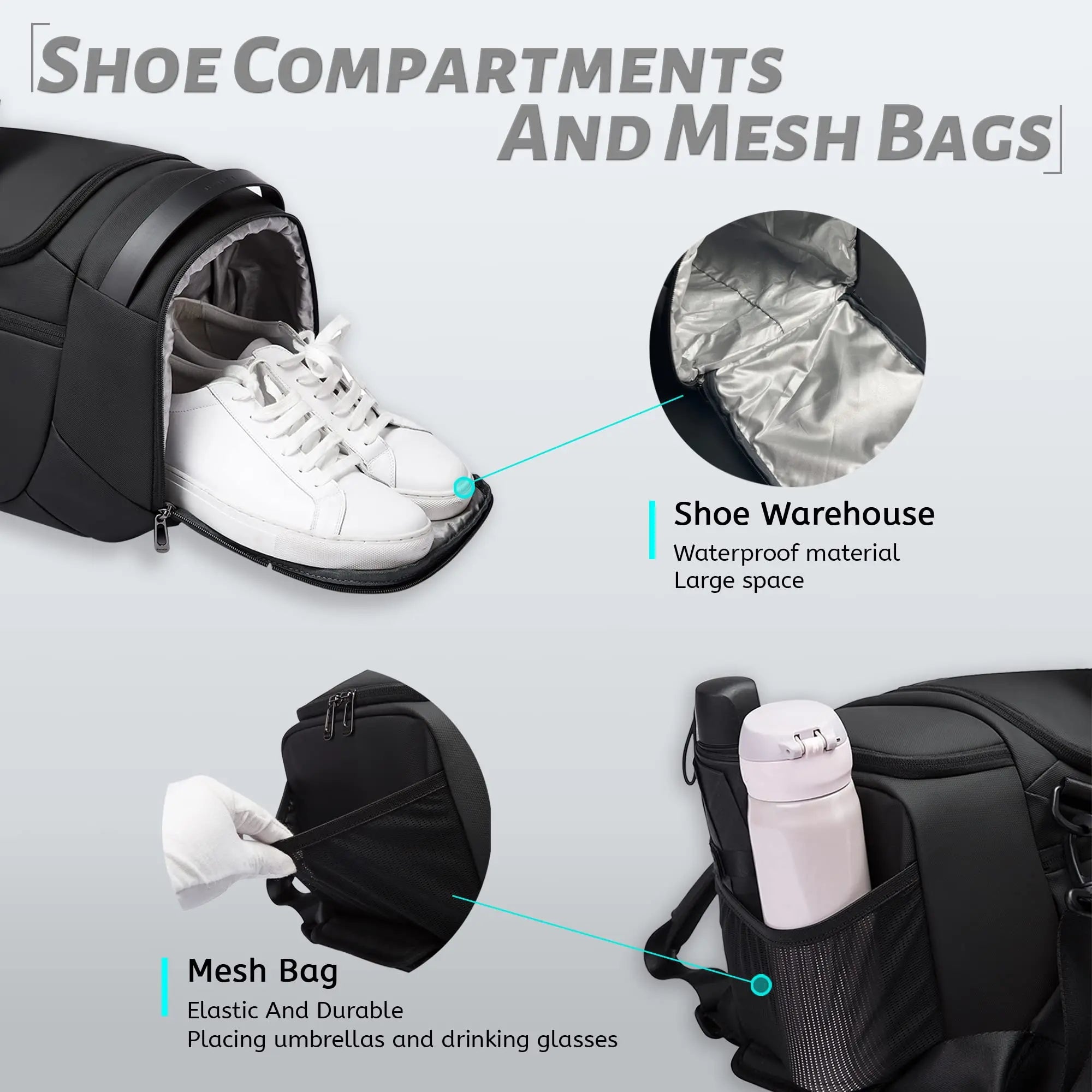 0027 BANGE Sports Duffel Bag – Waterproof 21‑Inch Gym Bag with Shoe & Wet/Dry Compartments