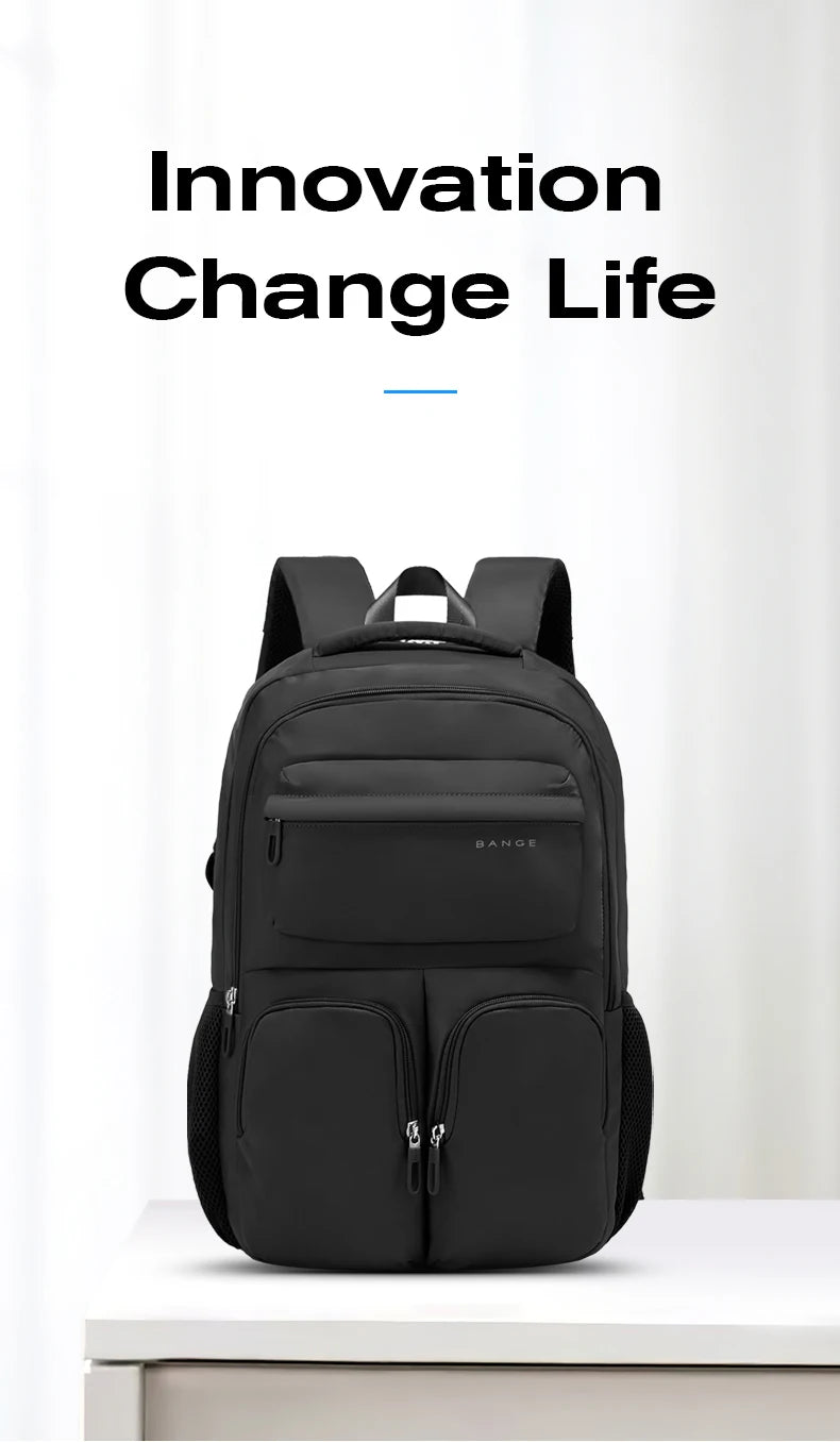 0032 BANGE Laptop Backpack – Waterproof 15.6 Inch Large Capacity Business & Travel Bag for Men & Women