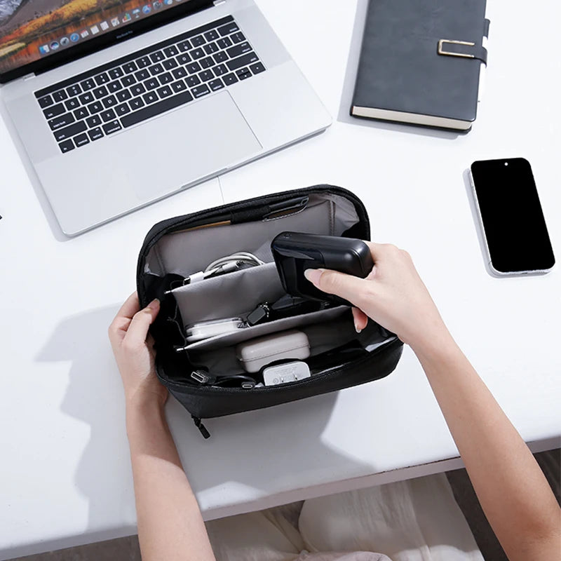 0054 BANGE Electronics Organizer – Waterproof Extra-Large 3-Layer Tech Storage Bag for Travel