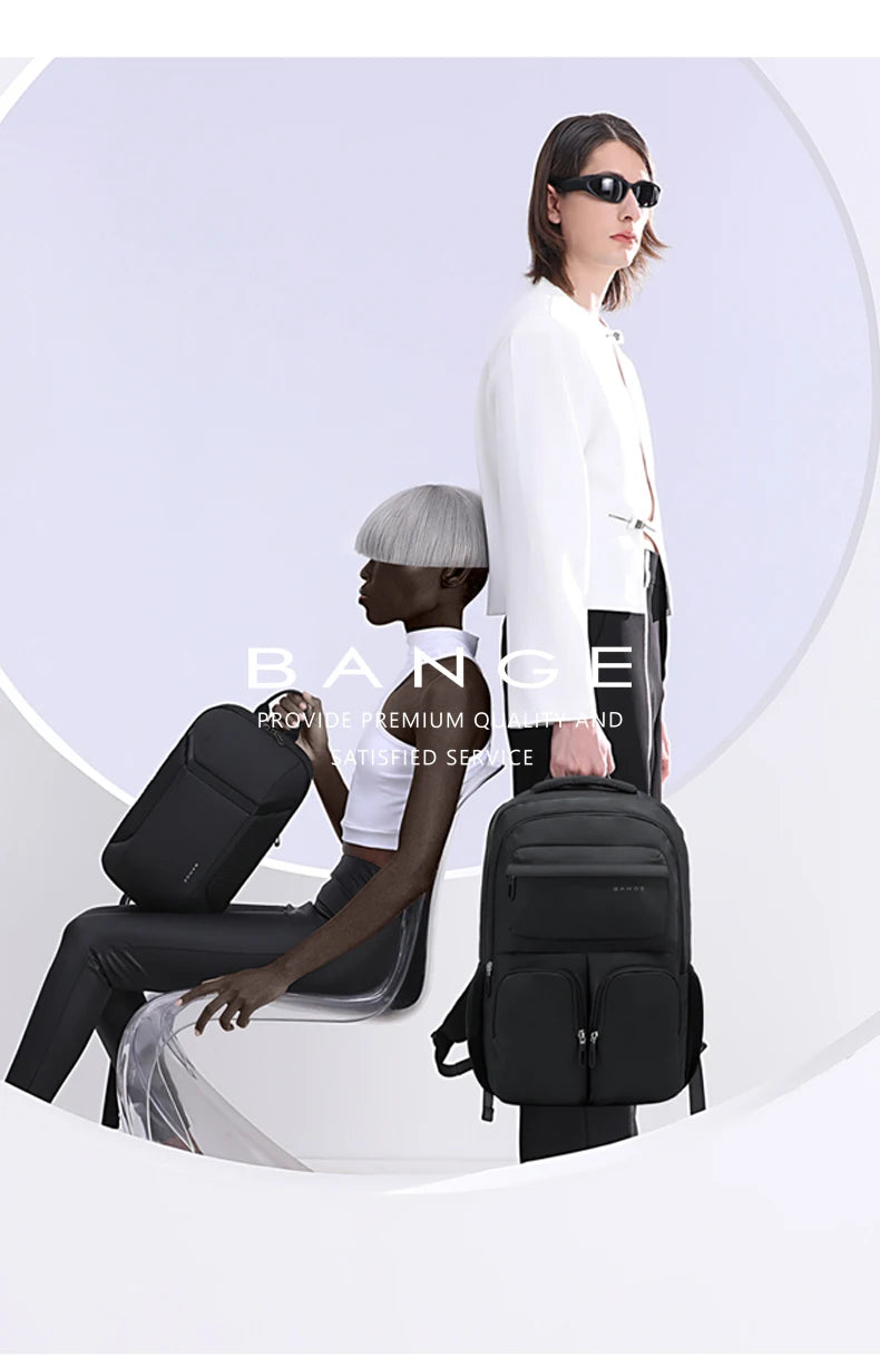 0032 BANGE Laptop Backpack – Waterproof 15.6 Inch Large Capacity Business & Travel Bag for Men & Women