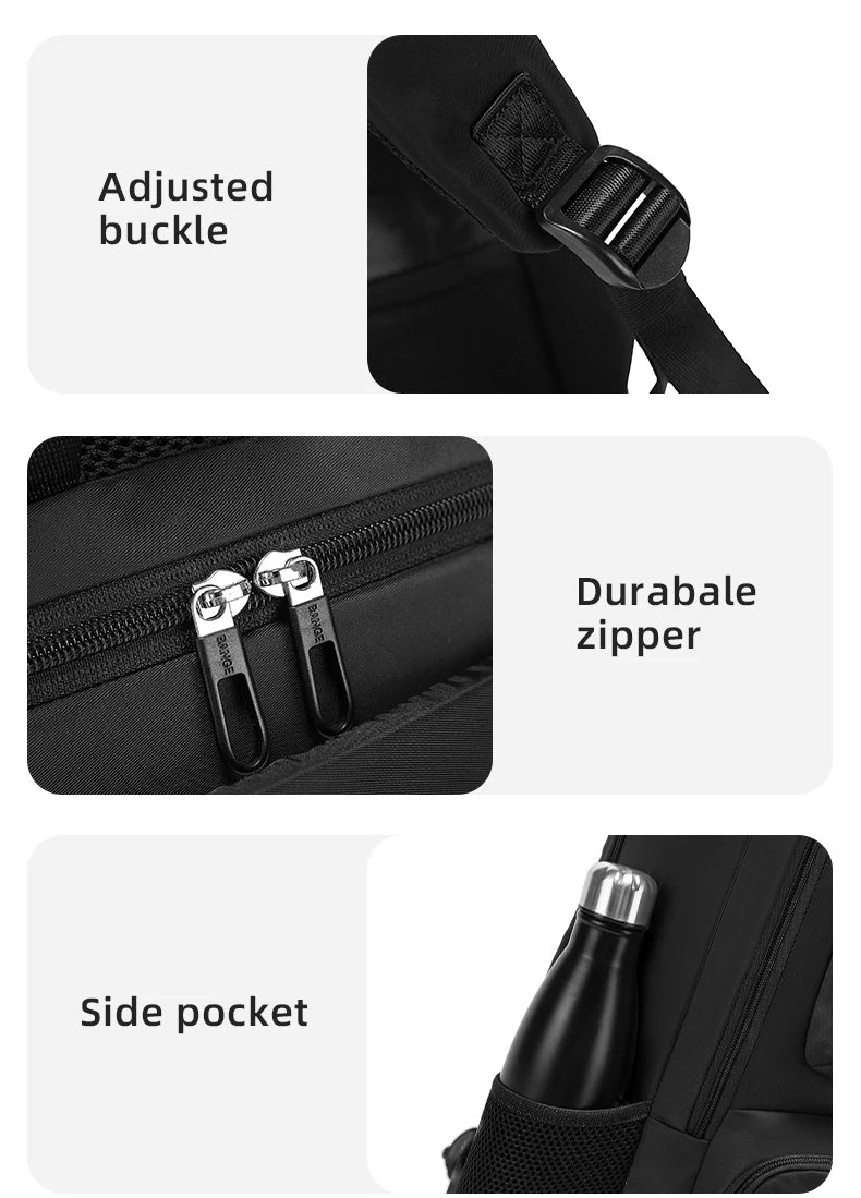 0032 BANGE Laptop Backpack – Waterproof 15.6 Inch Large Capacity Business & Travel Bag for Men & Women