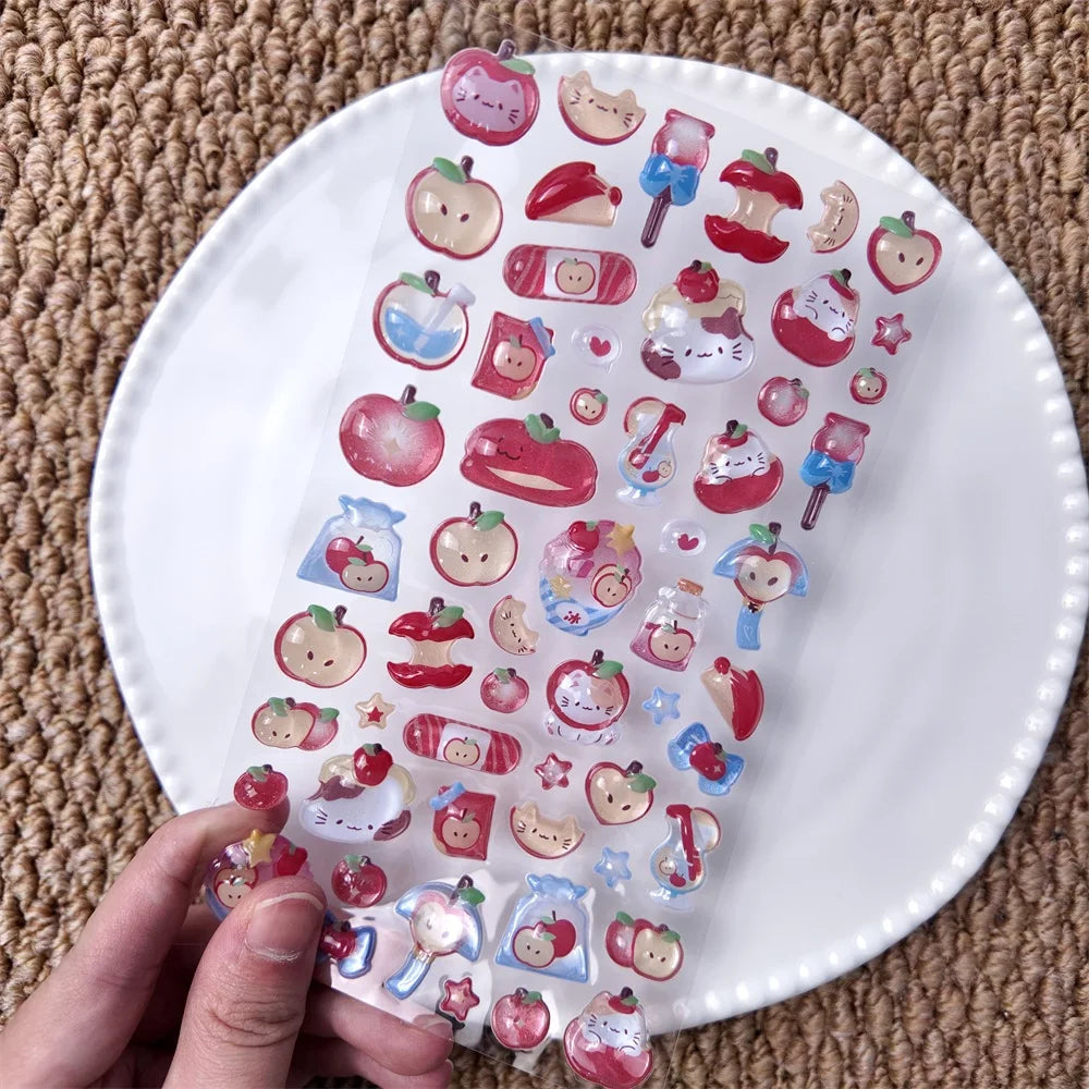 0122 Kawaii 3D Cartoon Relief Stickers – Cute Small Creative Elements for DIY Diary, Scrapbook & Handmade Decoration