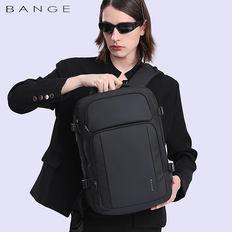 0010 BANGE Travel Backpack – Waterproof 15.6 Inch Laptop Bag with USB Charging, Large Capacity for Men