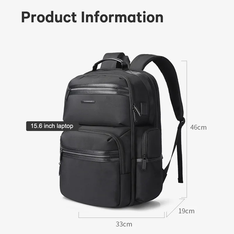 0057 BANGE Anti-Theft Laptop Backpack – Waterproof 15.6 Inch Oxford Bag with USB Charging for Men
