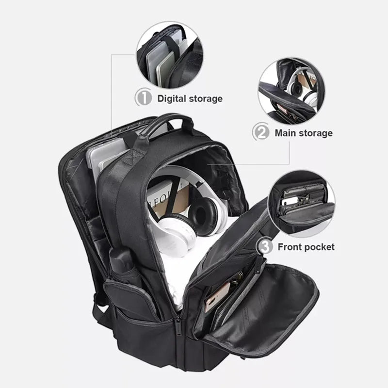 0057 BANGE Anti-Theft Laptop Backpack – Waterproof 15.6 Inch Oxford Bag with USB Charging for Men