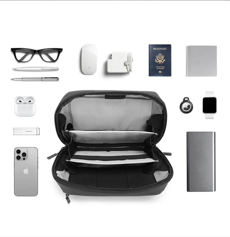 0054 BANGE Electronics Organizer – Waterproof Extra-Large 3-Layer Tech Storage Bag for Travel