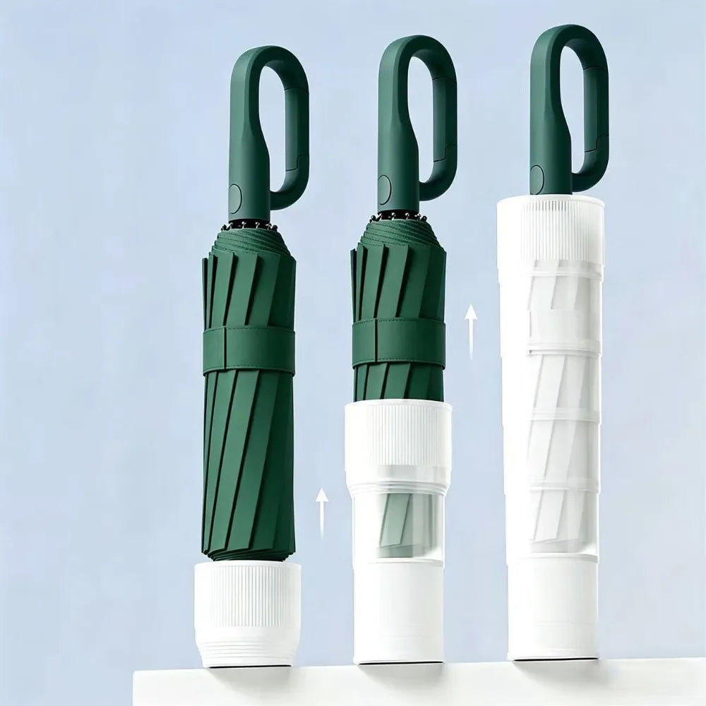 0123 Compact Leakproof Folding Umbrella with Telescoping Cover – Portable Rain Umbrella for School, Travel, Office & Student Supplies