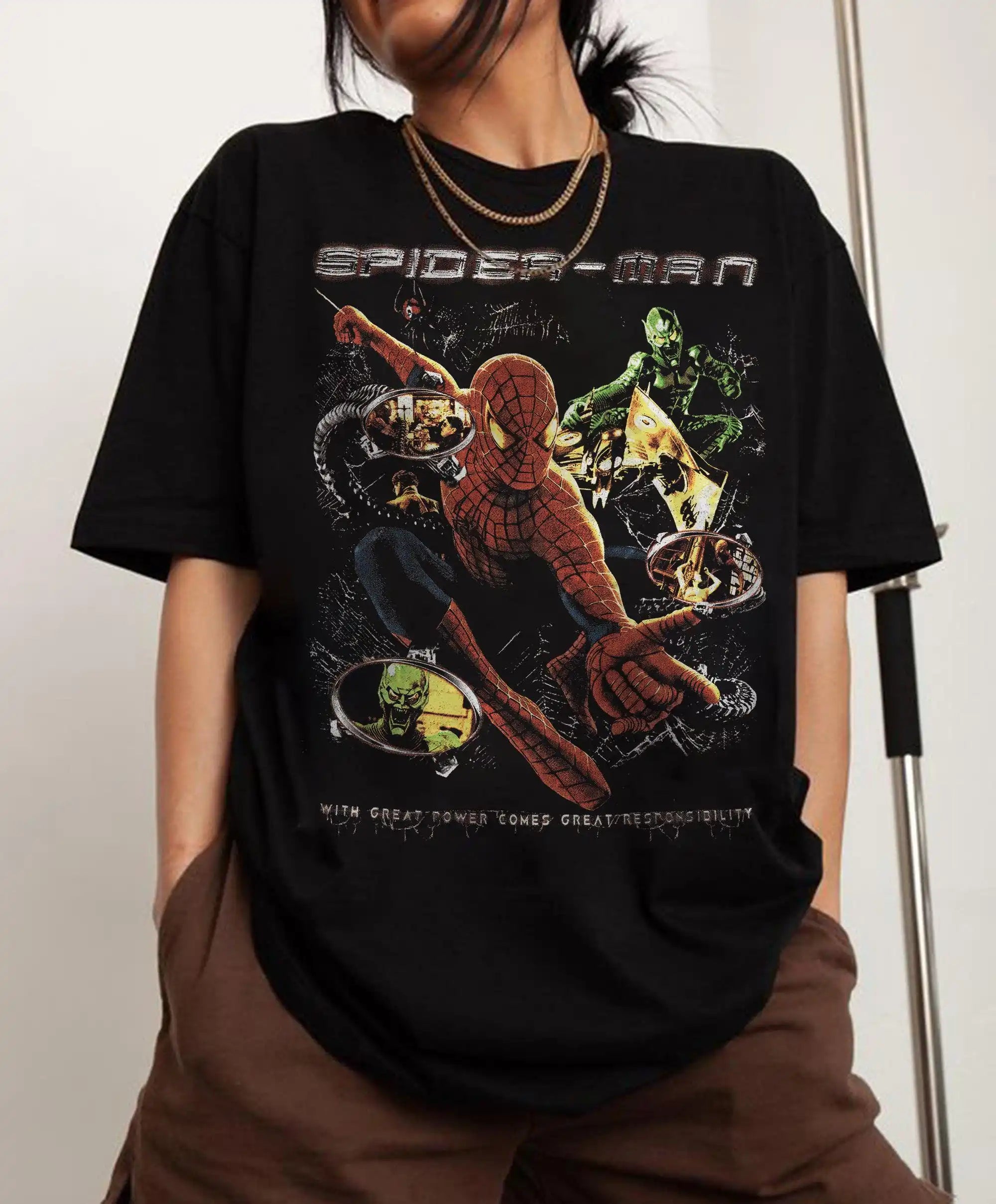 0080 Cartoon “Under the Mask” T‑Shirt – 2026 Spring Fashion Parent‑Child Loose Fit Short Sleeve Tee