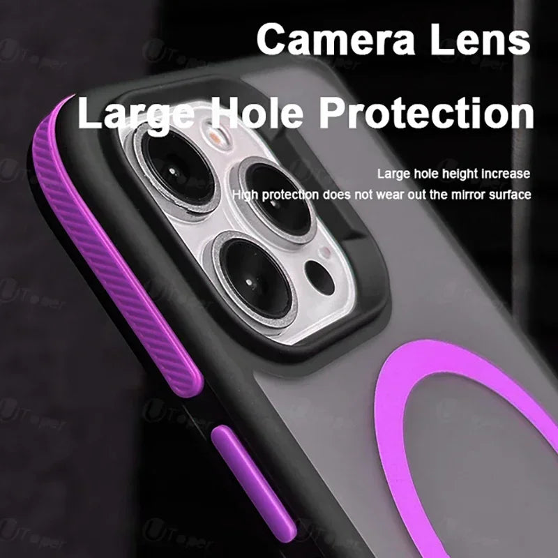 0069 Bicolor Matte Magnetic Case – iPhone 17/16 Pro Max, Translucent Shockproof Cover
