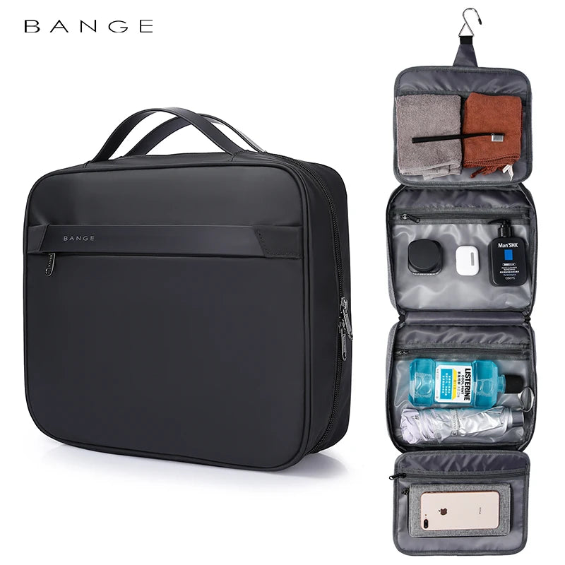 0016 BANGE Makeup Bag – Waterproof Travel Cosmetic Organizer for Women, Portable & Stylish