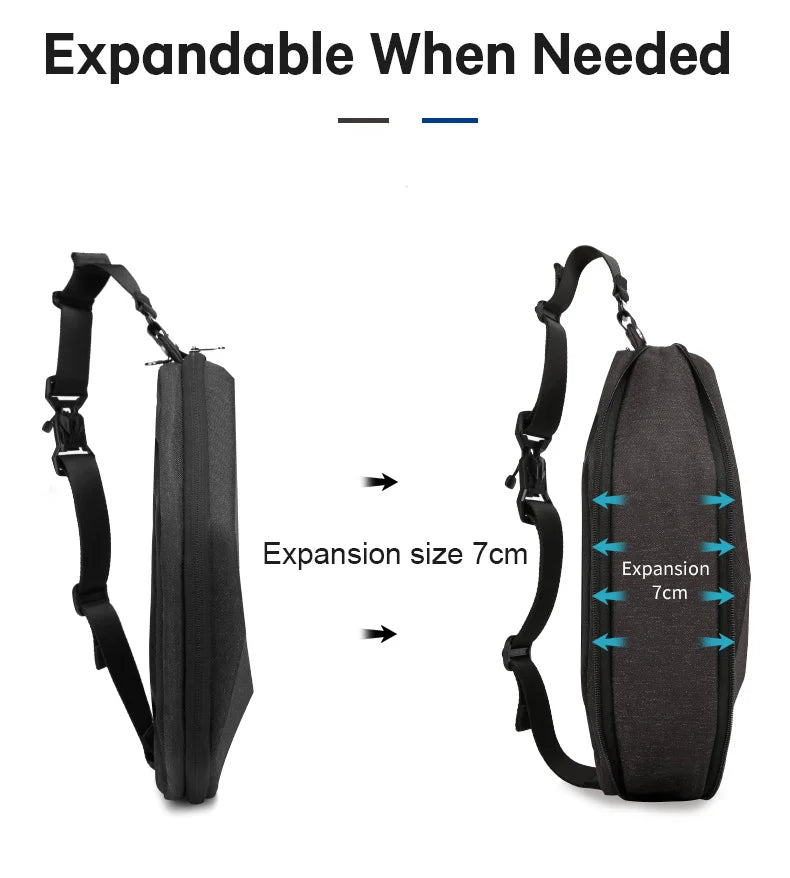 0029 BANGE Waterproof Sling Bag – Men’s Chest Pack with USB Charging, Fits iPad Mini