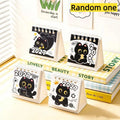 0155 2027 Mini Desk Calendar - Cute Black Cat & Apple Palm Size 7cm Desktop Calendar | 2027 Kawaii Mini Calendar