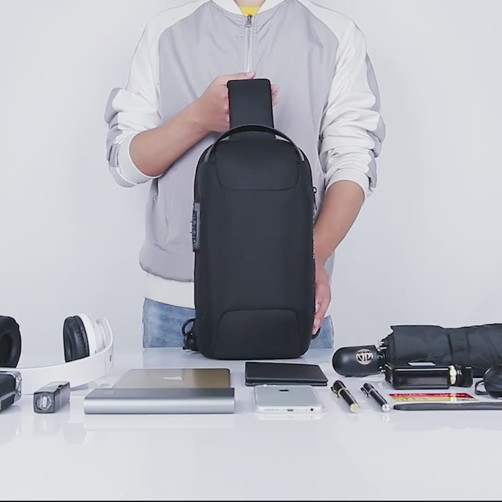 0052 BANGE Chest Bag – Waterproof Anti-Theft Crossbody Sling & Messenger Pack with USB Charging for Men