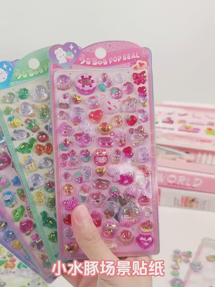 0117 Mini Japanese Style 3D Drop Relief Stickers – Cute Cartoon DIY Scrapbooking, Journaling, Stationery, Diary & School Decoration